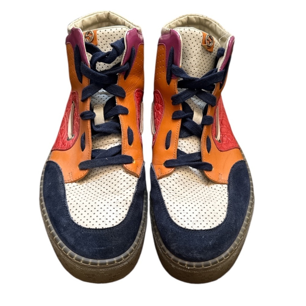 🟤 AUTHENTIC GUCCI HIGH-TOP SNEAKERS MULTICOLOR PVC 309521-Men’s Size 8